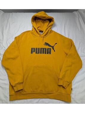 PUMA Mens XL Way 1 Hoodie Gold Pullover Big Logo Kangaroo Pocket Style 586687-37